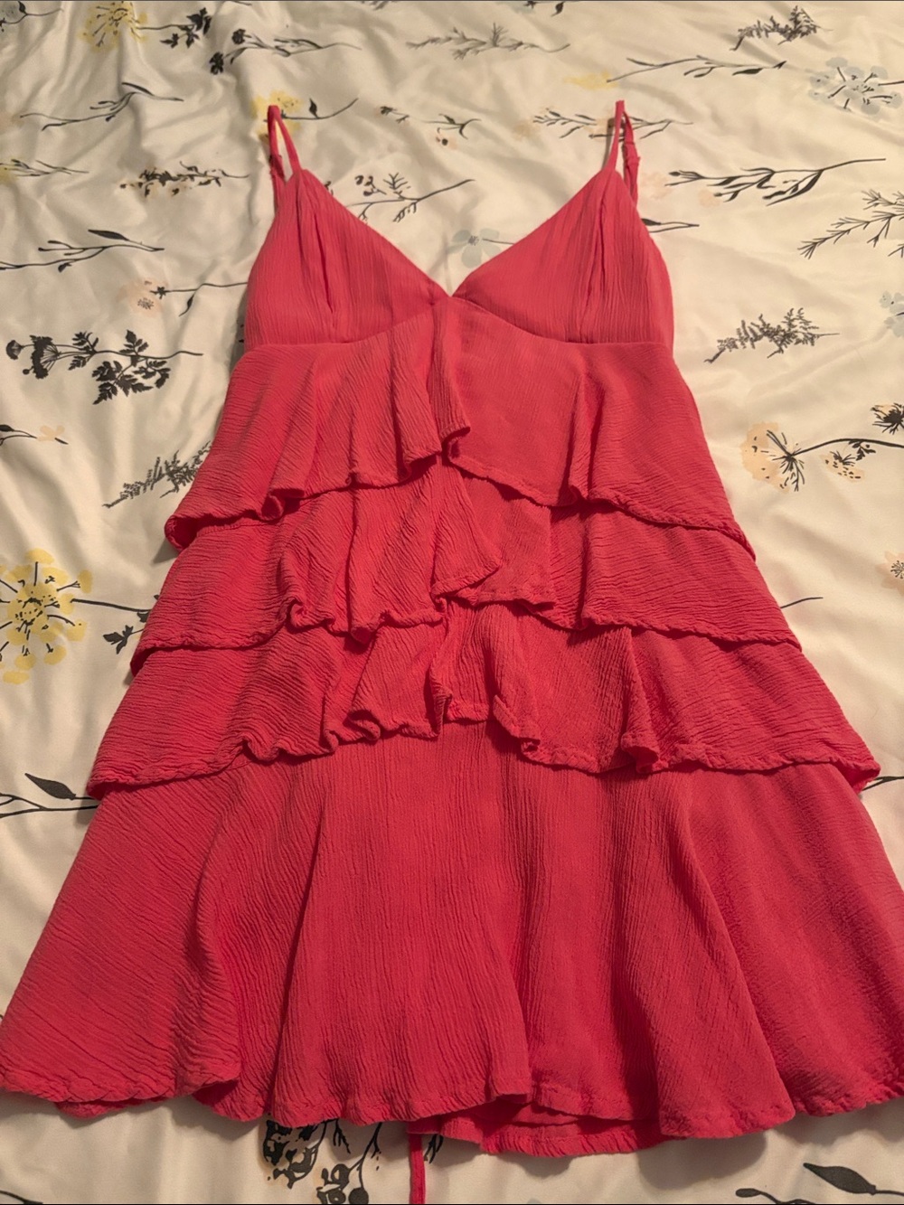 Hollister Coral Pink Tiered Ruffle Mini Dress